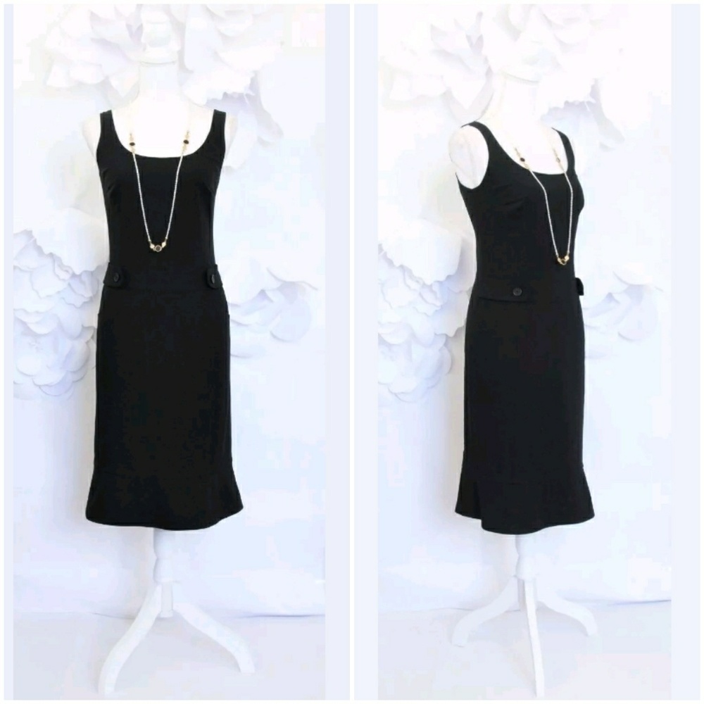 AKRIS Sleeveless Suit Dress 8 Black Wool Career